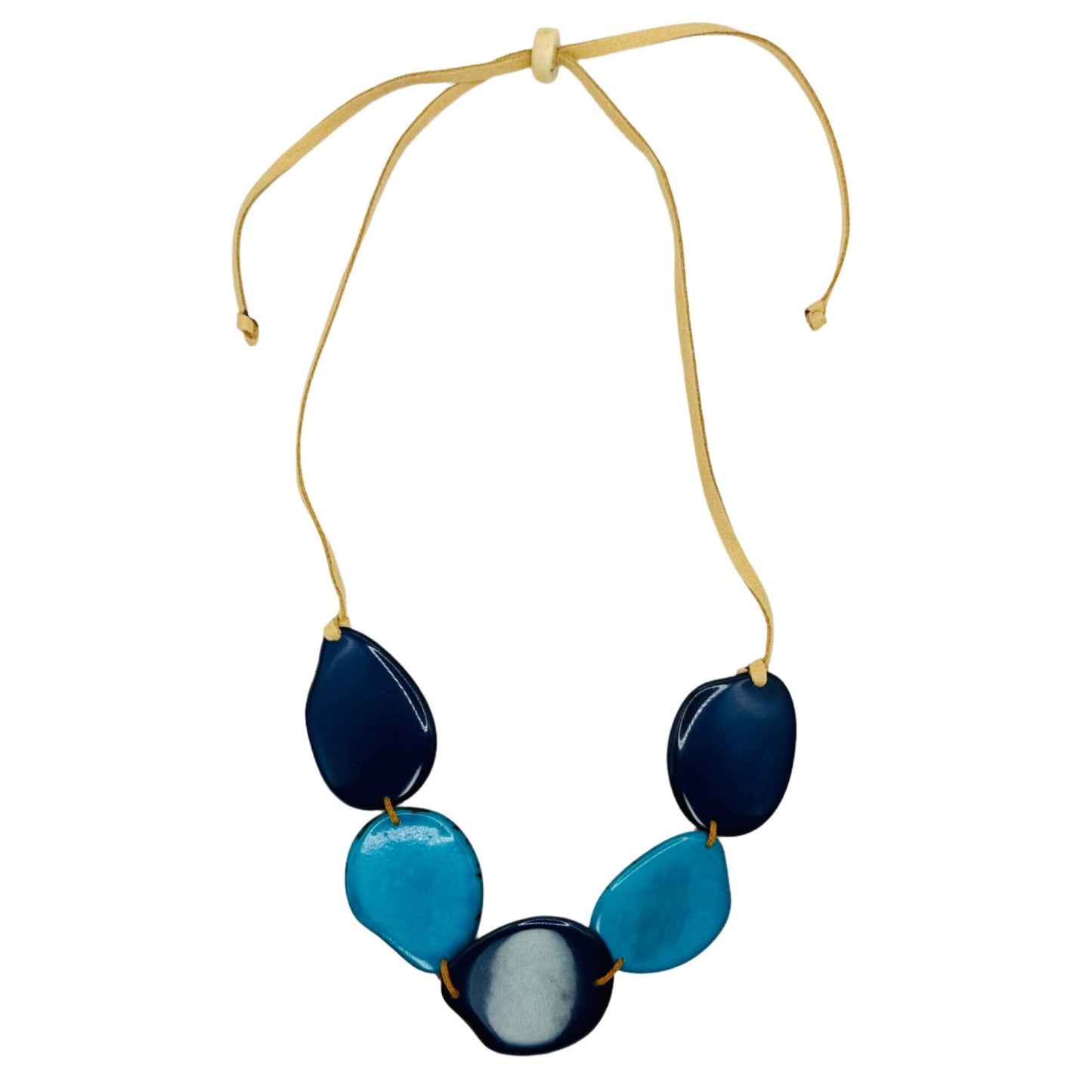 Villela Tagua Nut Necklace | Blue Necklace for Women | Eco-Friendly Handmade Jewelry | Sustainable Necklace | Natural Vegetable Ivory Gift