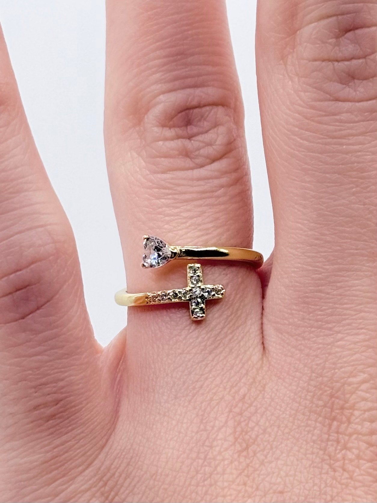 18k Cross ring l Adjustable gold-plated ring