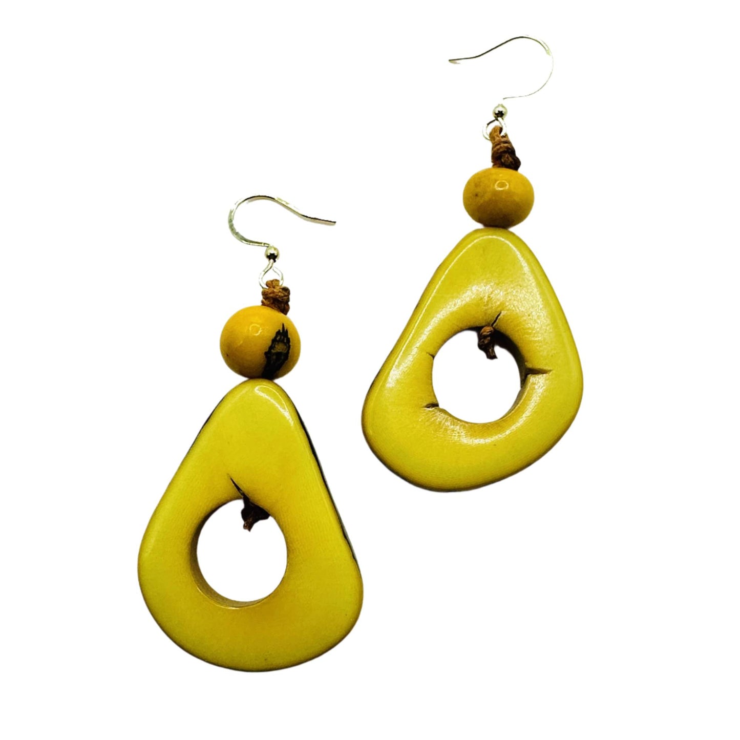 Villela Tagua Nut Earring | Yellow Earring for Women | Eco-Friendly Handmade Jewelry | Sustainable Dangle Earring | Natural Vegetable Ivory Gift