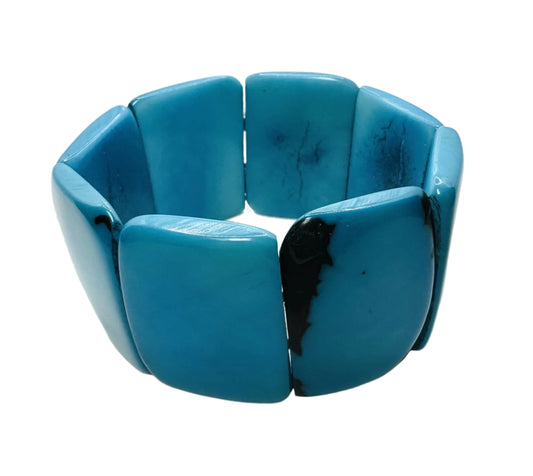 Villela Tagua Nut Bracelet | Blue Bracelet for Women | Eco-Friendly Handmade Jewelry | Sustainable Bracelet | Natural Vegetable Ivory Gift