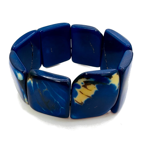 Villela Tagua Nut Bracelet | Blue Navy Bracelet for Women | Eco-Friendly Handmade Jewelry | Sustainable Bracelet | Natural Vegetable Ivory Gift