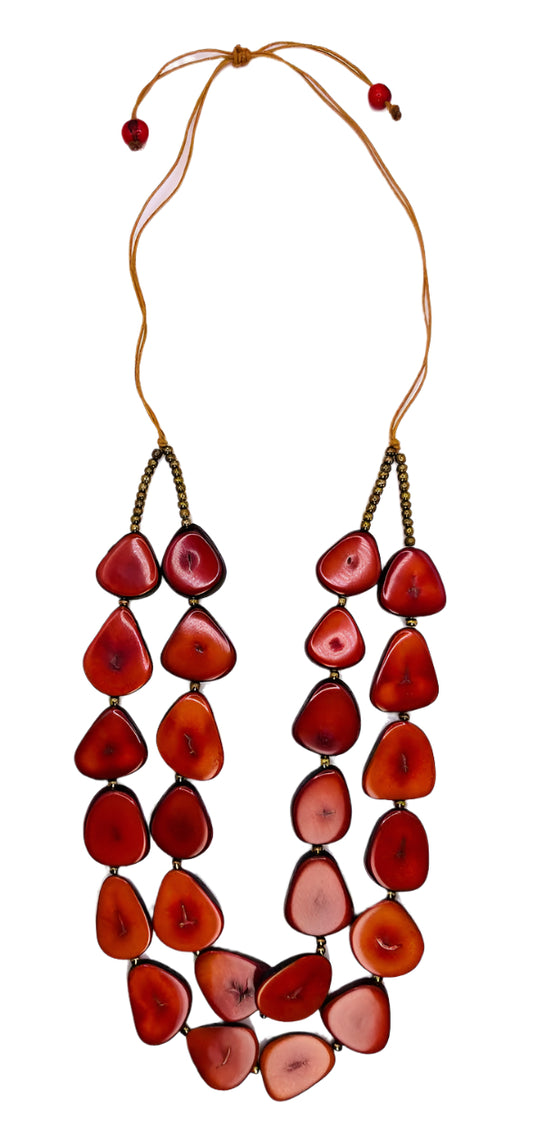 Villela Tagua Nut Necklace | Burgundy Necklace for Women | Eco-Friendly Handmade Jewelry | Sustainable Necklace | Natural Vegetable Ivory Gift