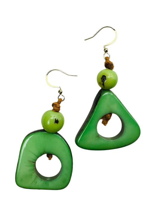 Villela Tagua Nut Earring | Green Earring for Women | Eco-Friendly Handmade Jewelry | Sustainable Dangle Earring | Natural Vegetable Ivory Gift