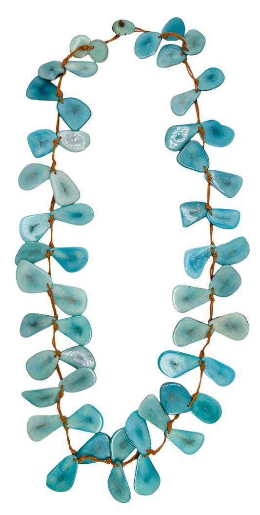 Villela Tagua Nut Necklace | Blue Necklace for Women | Eco-Friendly Handmade Jewelry | Sustainable Necklace | Natural Vegetable Ivory Gift