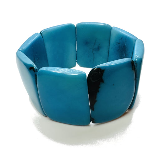 Villela Tagua Nut Bracelet | Blue Bracelet for Women | Eco-Friendly Handmade Jewelry | Sustainable Bracelet | Natural Vegetable Ivory Gift