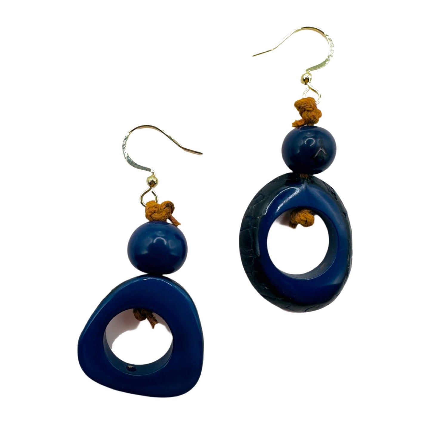 Villela Tagua Nut Earring | Blue Navy Earring for Women | Eco-Friendly Handmade Jewelry | Sustainable Dangle Earring | Natural Vegetable Ivory Gift