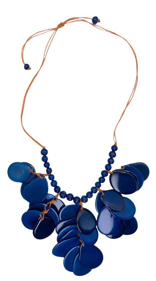 Villela Tagua Nut Necklace | Blue Necklace for Women | Eco-Friendly Handmade Jewelry | Sustainable Necklace | Natural Vegetable Ivory Gift