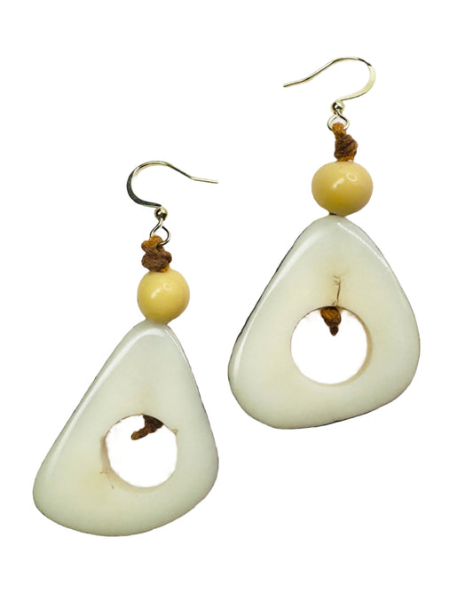 Villela Tagua Nut Earring | White Earring for Women | Eco-Friendly Handmade Jewelry | Sustainable Dangle Earring | Natural Vegetable Ivory Gift